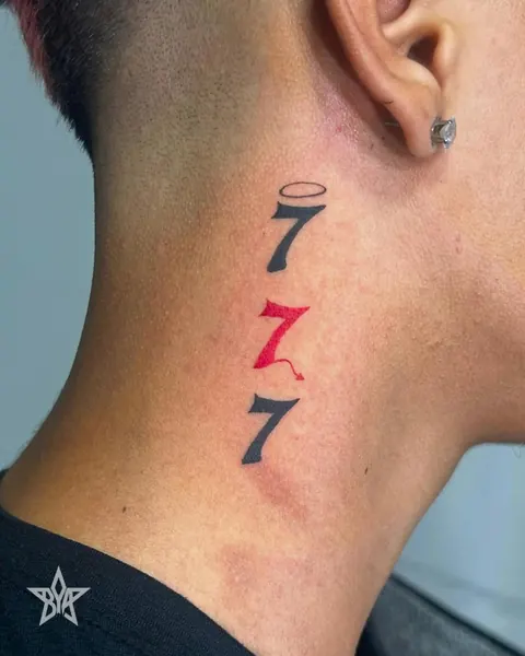 Detalhe da tatuagem de números no pescoço